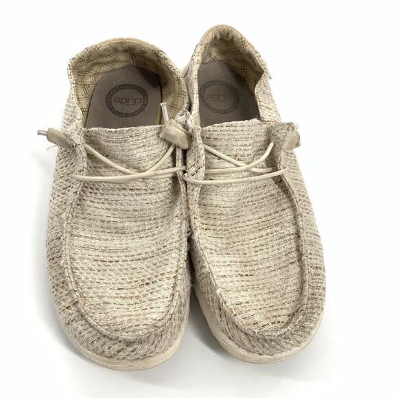 Hey Dude Wendy Canvas Slip On Loafers Flats Size 10 Womens Cream Beige Comfort - Picture 2 of 8